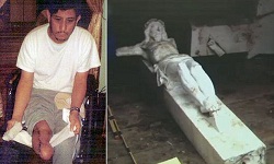 crucifix crushes leg